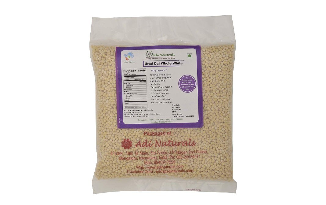 Adi Naturals Urad Dal Whole White    Pack  500 grams